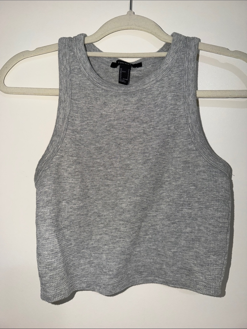 Forever 21 Light Heather Gray Ribbed Tank Crop Top | S